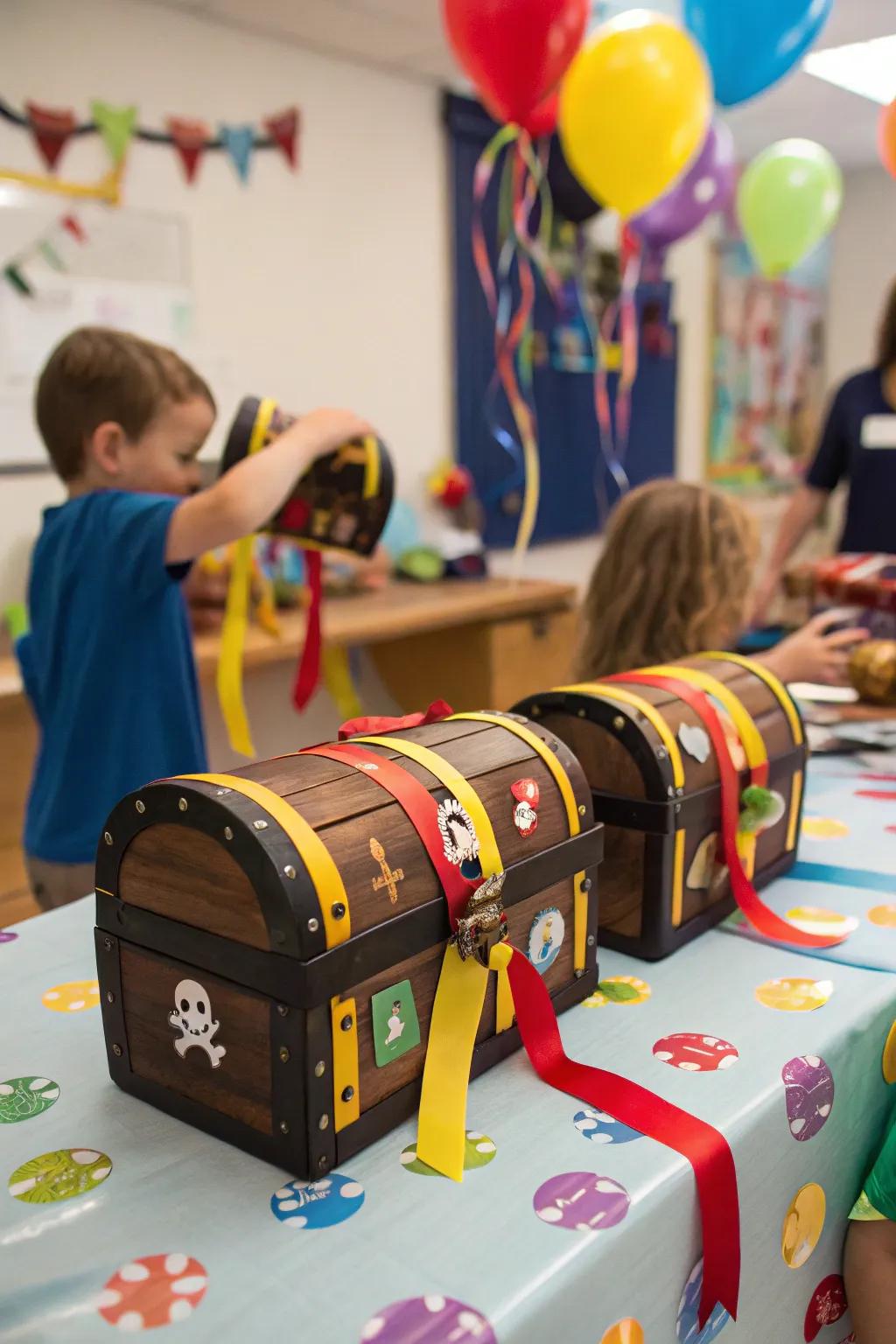 Mini treasure chests make perfect party favors.