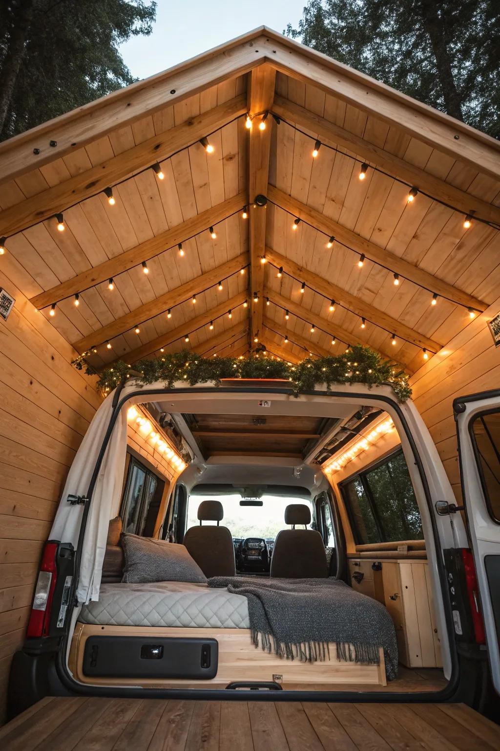 Ceiling beams add a unique architectural element to your van.