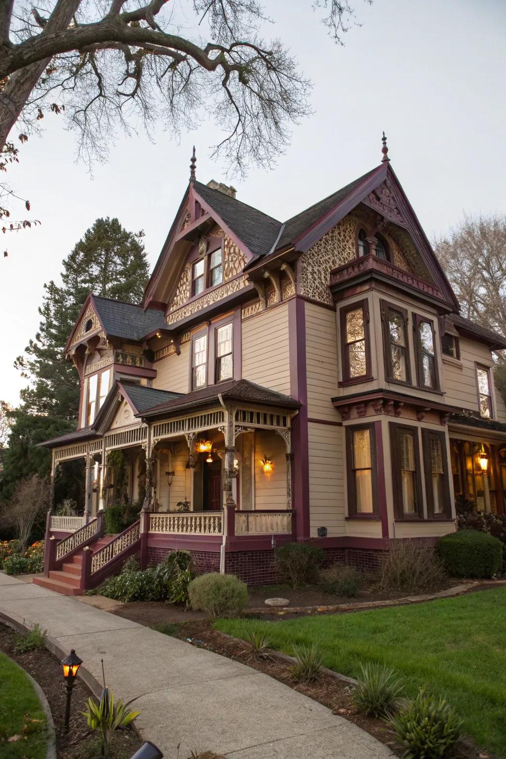 Deep plum adds luxurious depth and coziness to Victorian spaces.