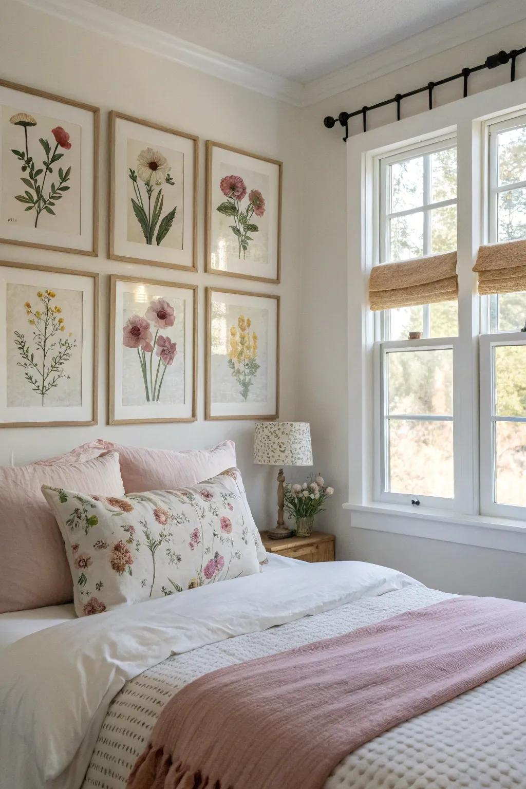 Pressed flower art brings subtle elegance.