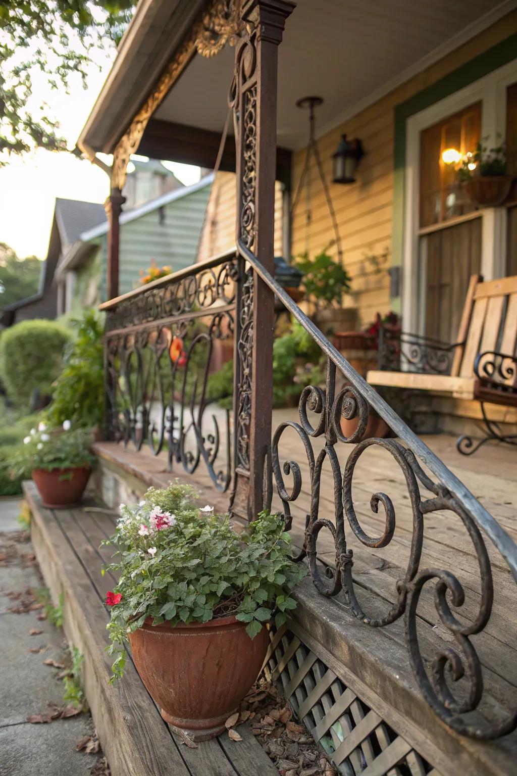 Iron railings for safety and style.