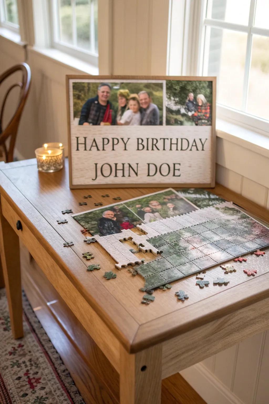 A personalized puzzle revealing a special message.