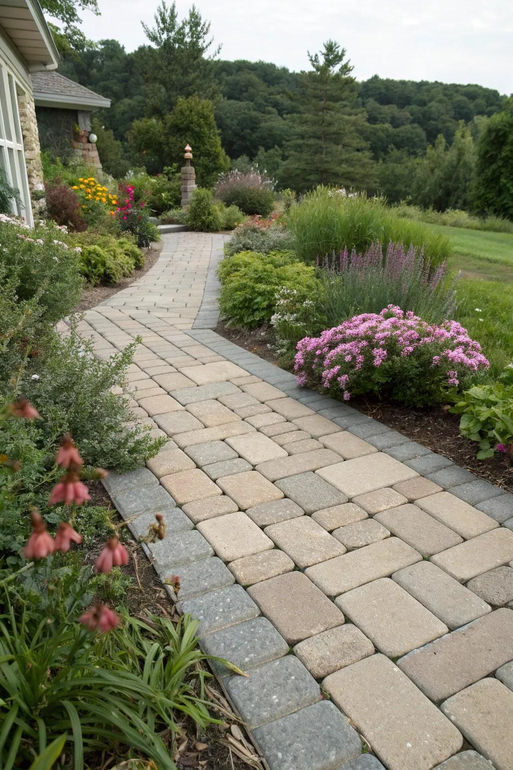 Add dimension with a terraced walkway featuring level changes.