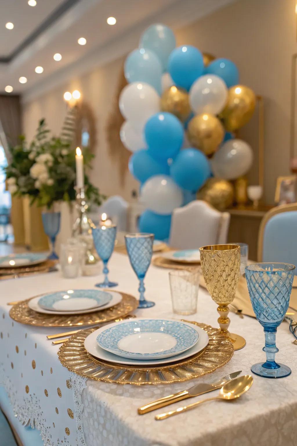 Elegant Blue and Gold Tablescape - Classic and Timeless