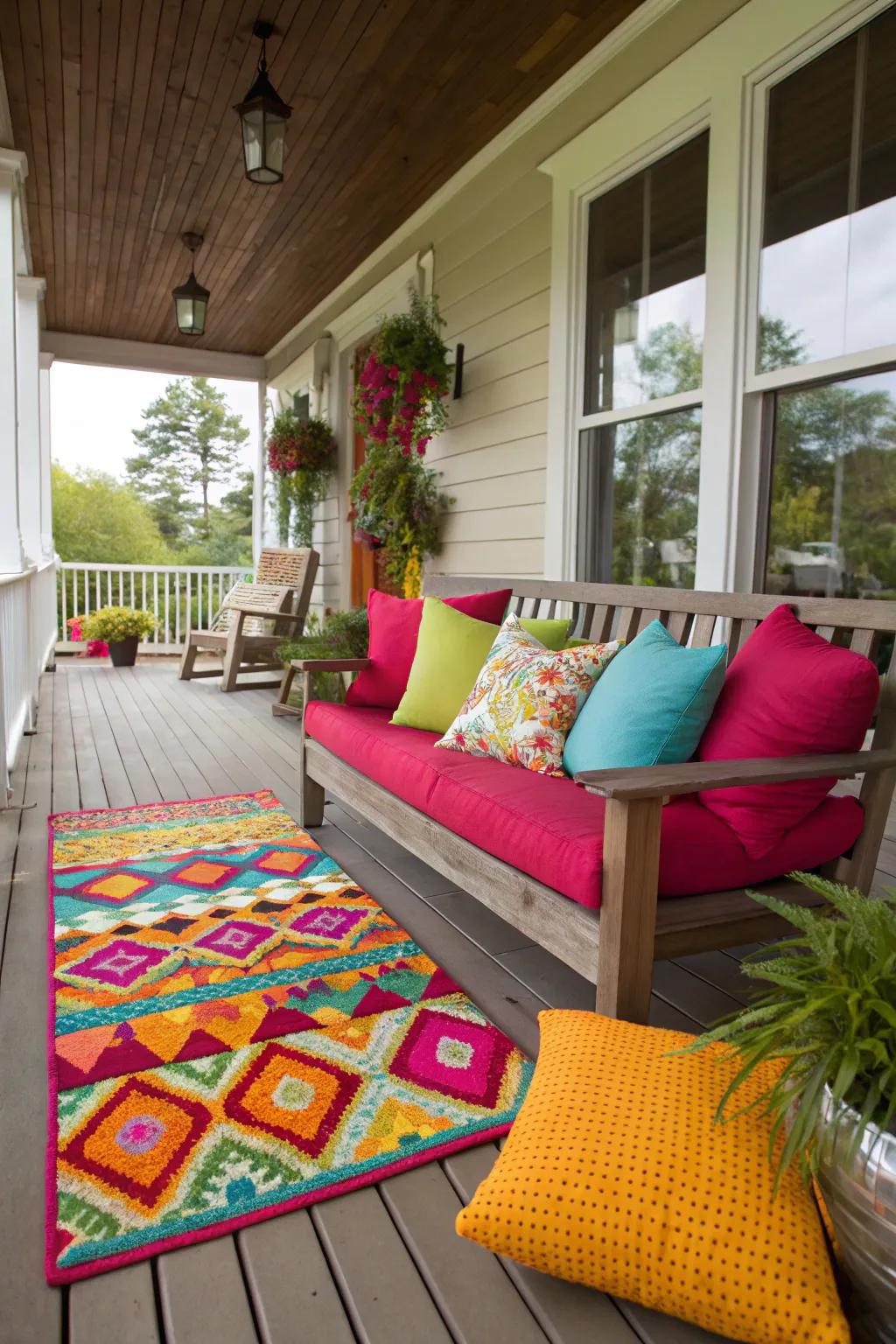 Brighten your porch with bold color accents.