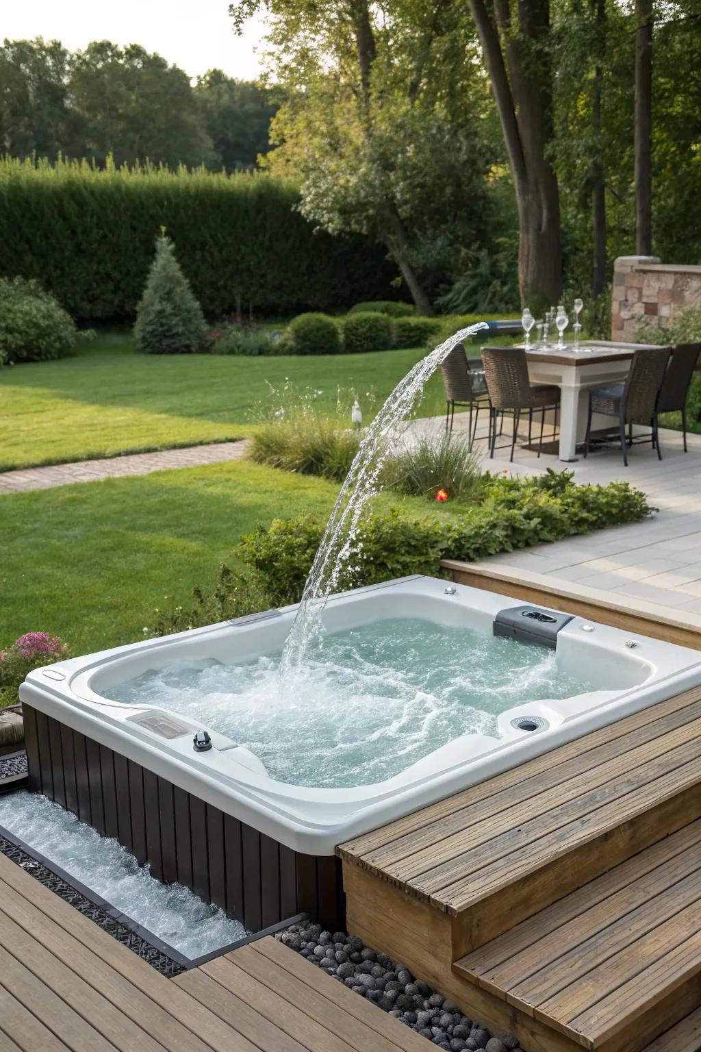 A water feature adds a touch of elegance and tranquility to your deck.