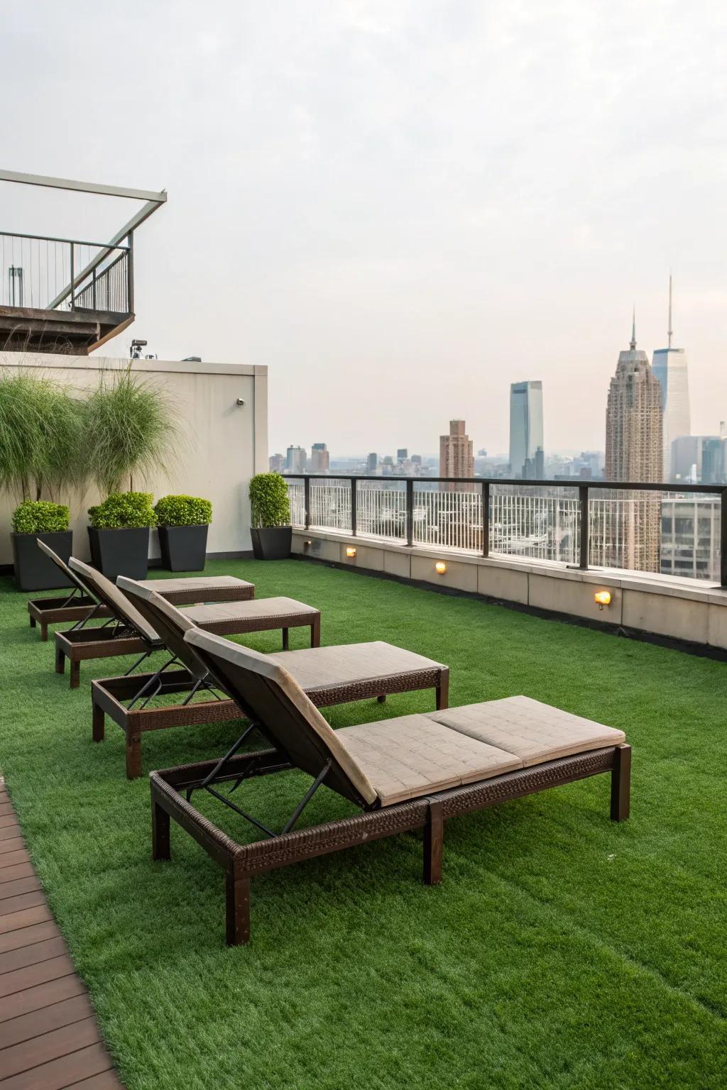 A rooftop transformed into a green oasis.