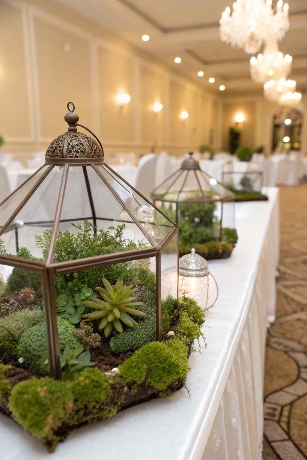 Terrariums bringing a touch of green to the table.