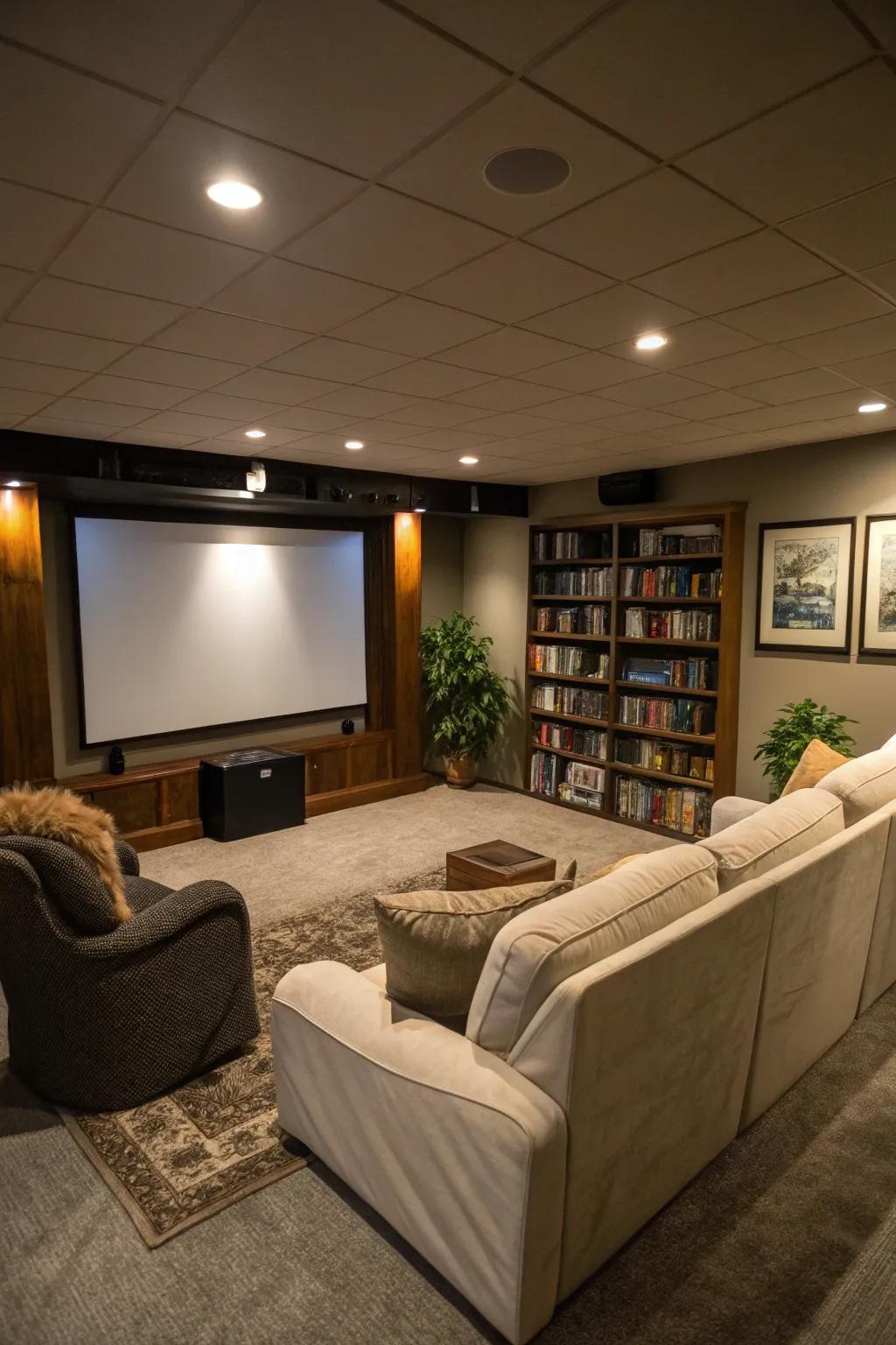 A projector screen for a home cinema experience.