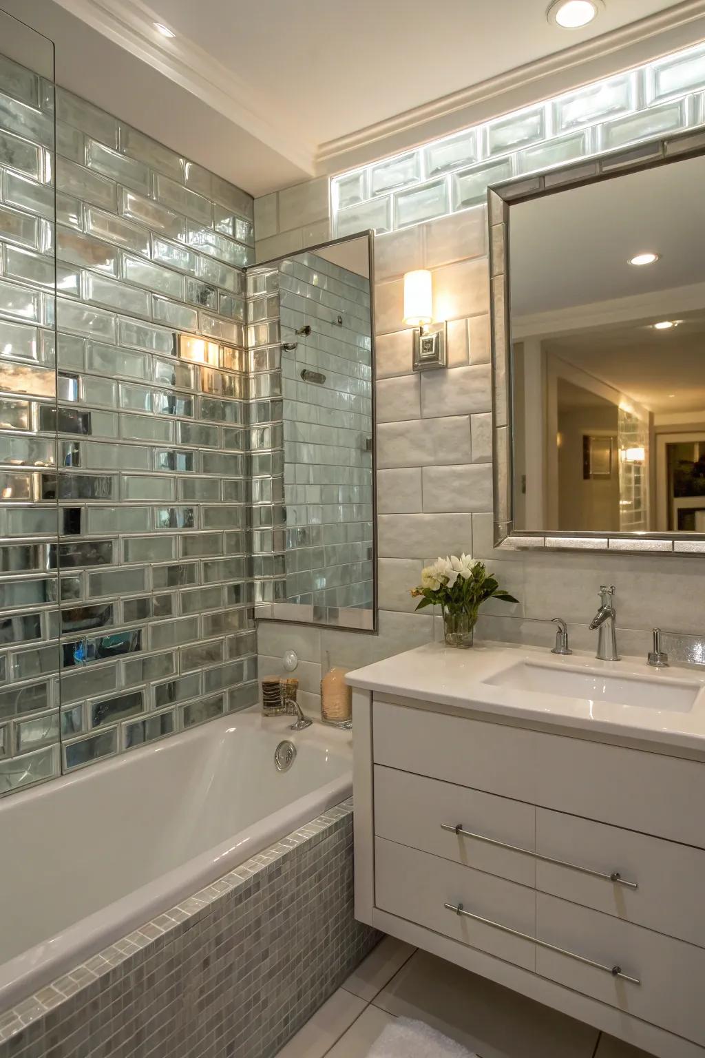 Glass tiles enhance light and add sophistication.