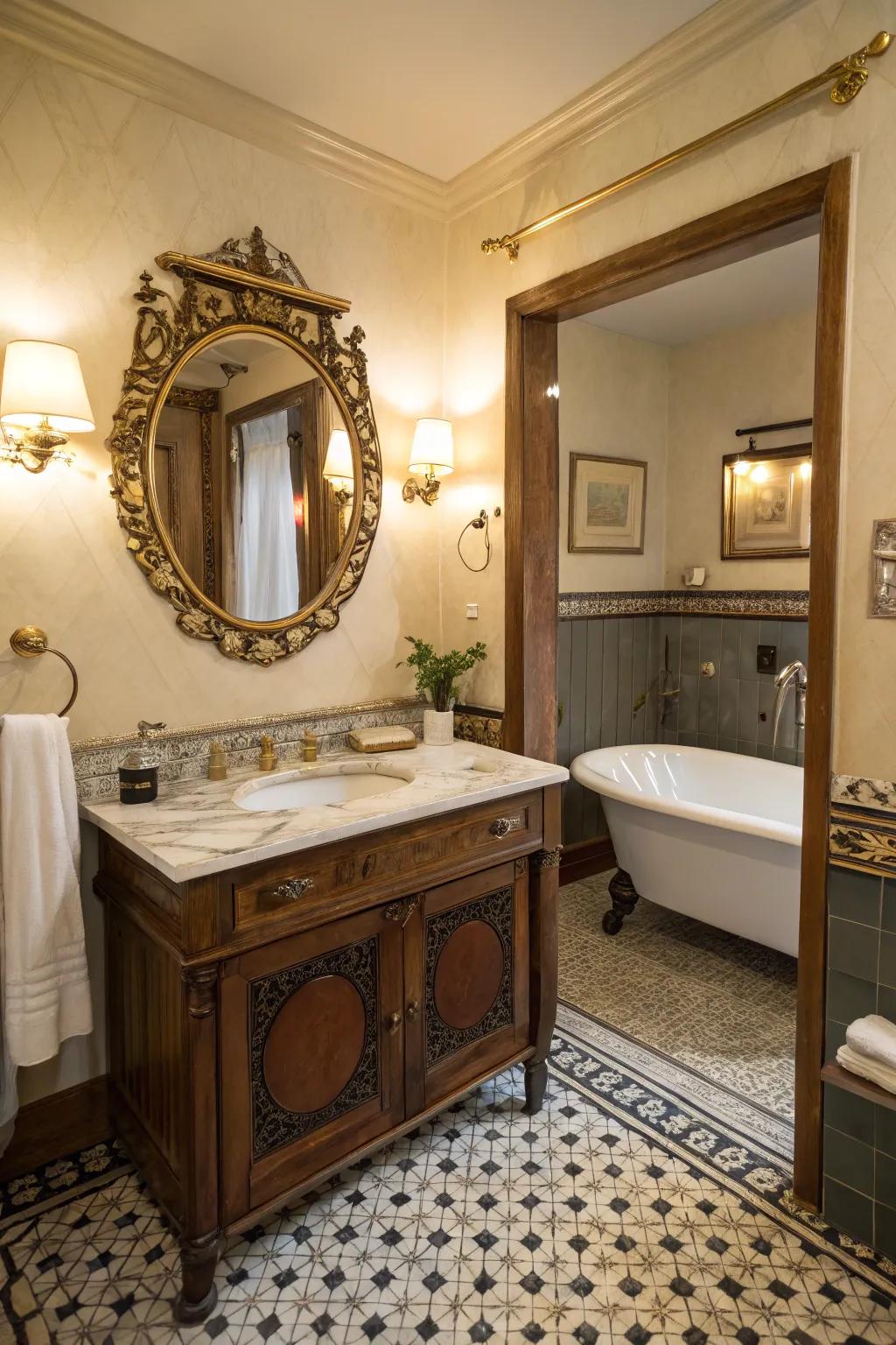 Vintage touches add timeless charm to your bathroom.