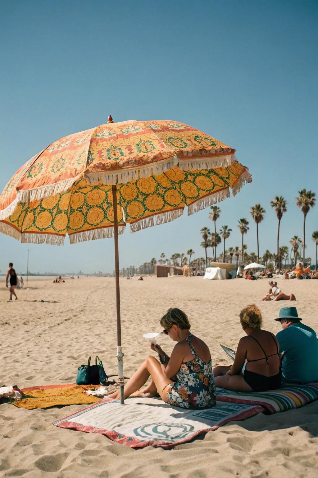 Retro parasols add vintage charm and effective sun protection.