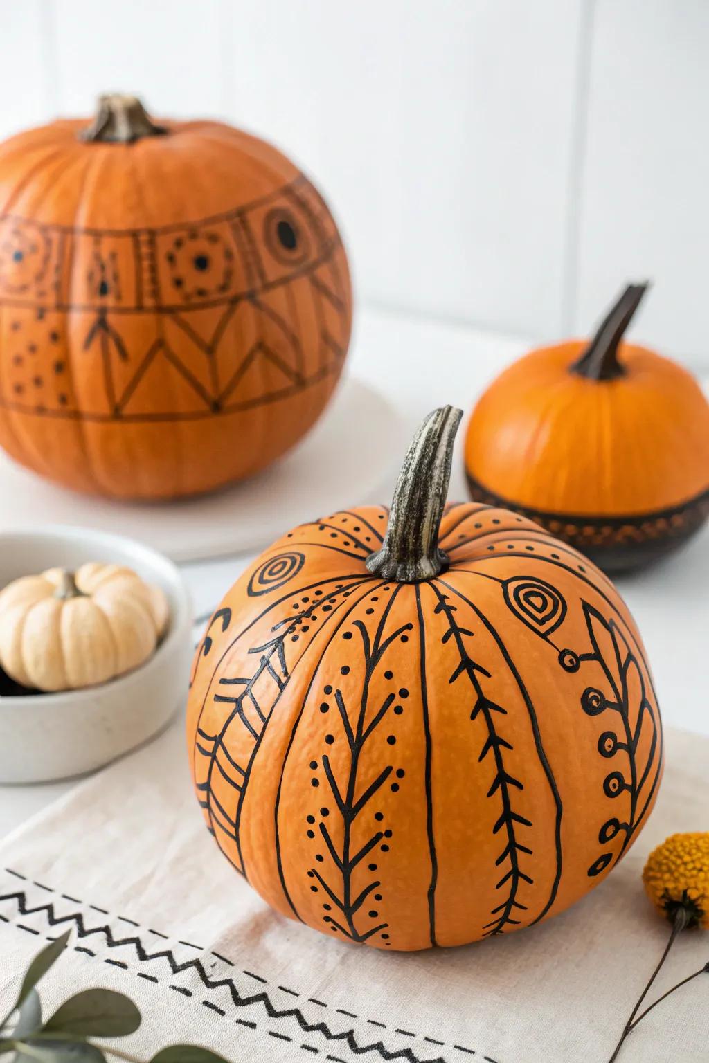 Keep it simple with minimalist line art pumpkins.