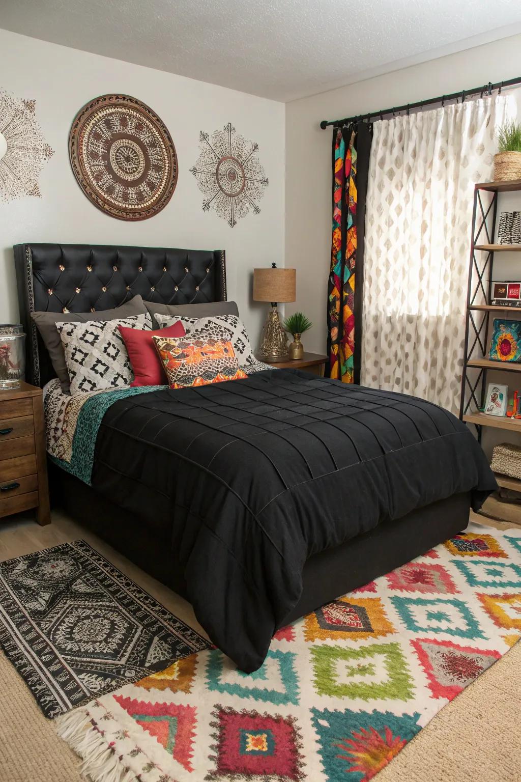 An eclectic bedroom brimming with personality and style.