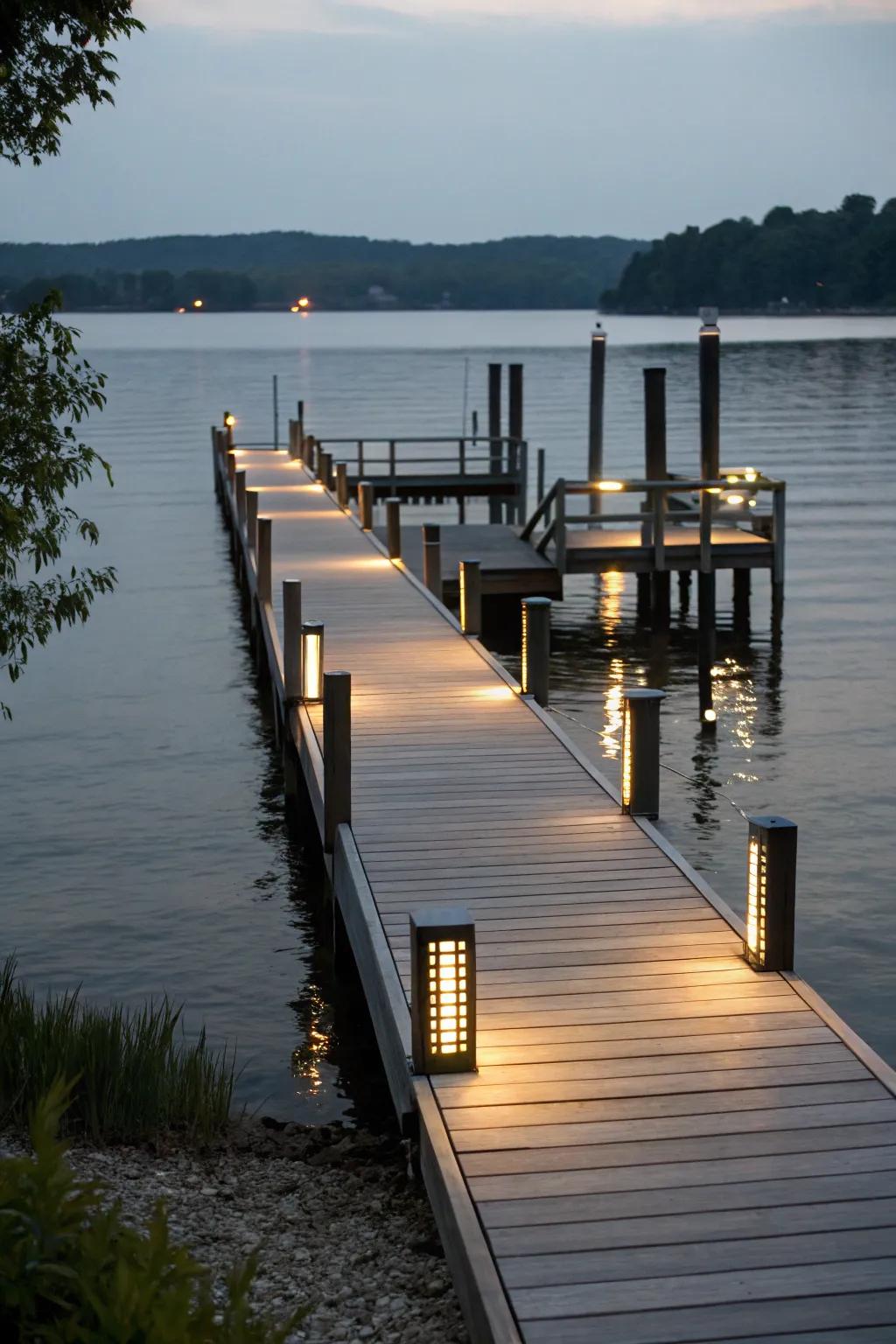 Integrated deck lighting offers seamless illumination.