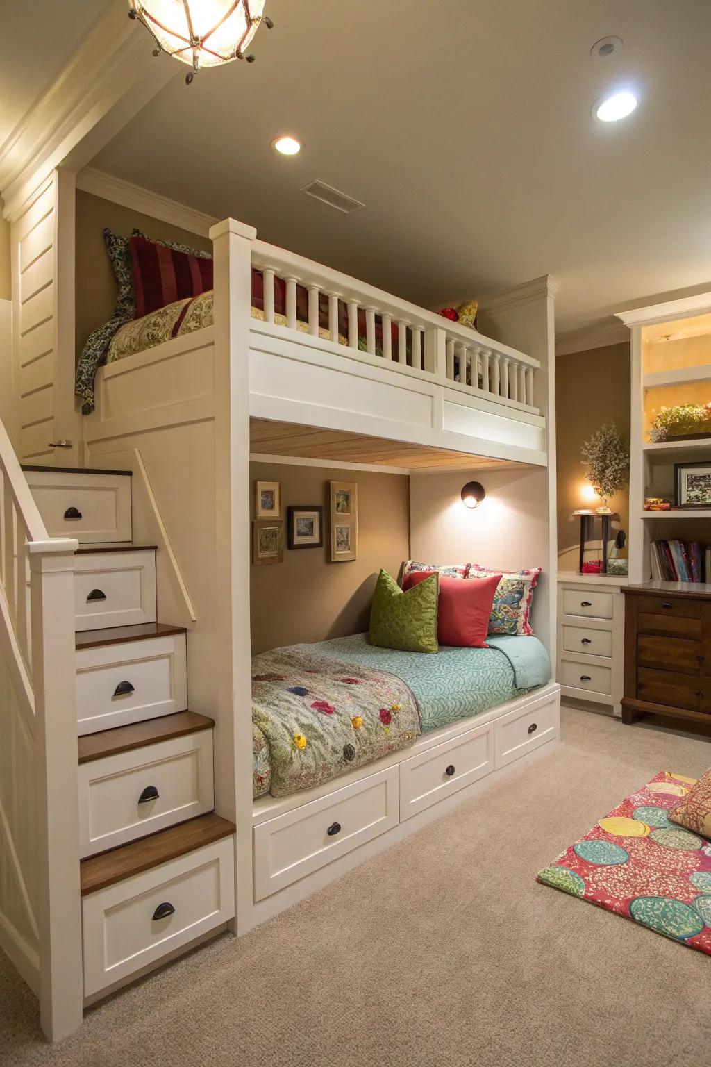 A multi-functional loft area adds versatility to your bedroom.