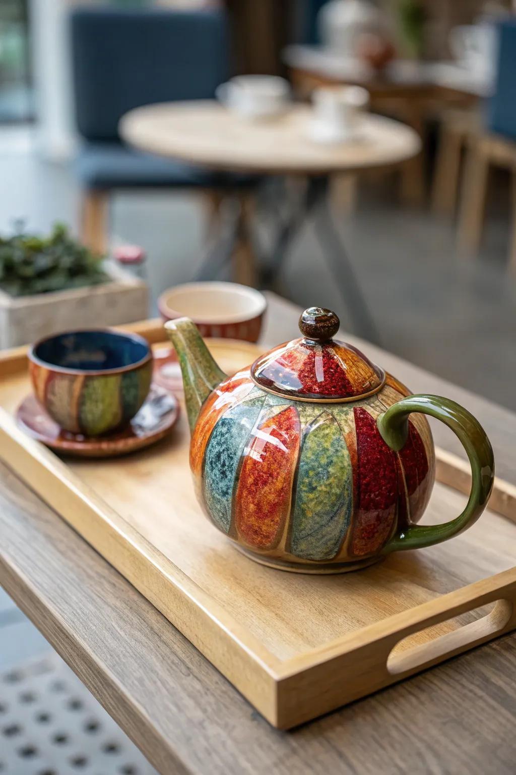 Custom teapots blend function with artistic design.