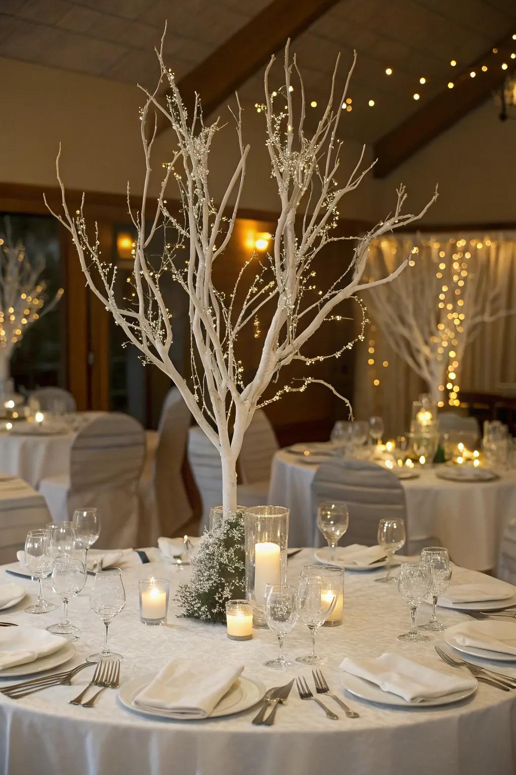 Snowy branches bring winter beauty indoors.