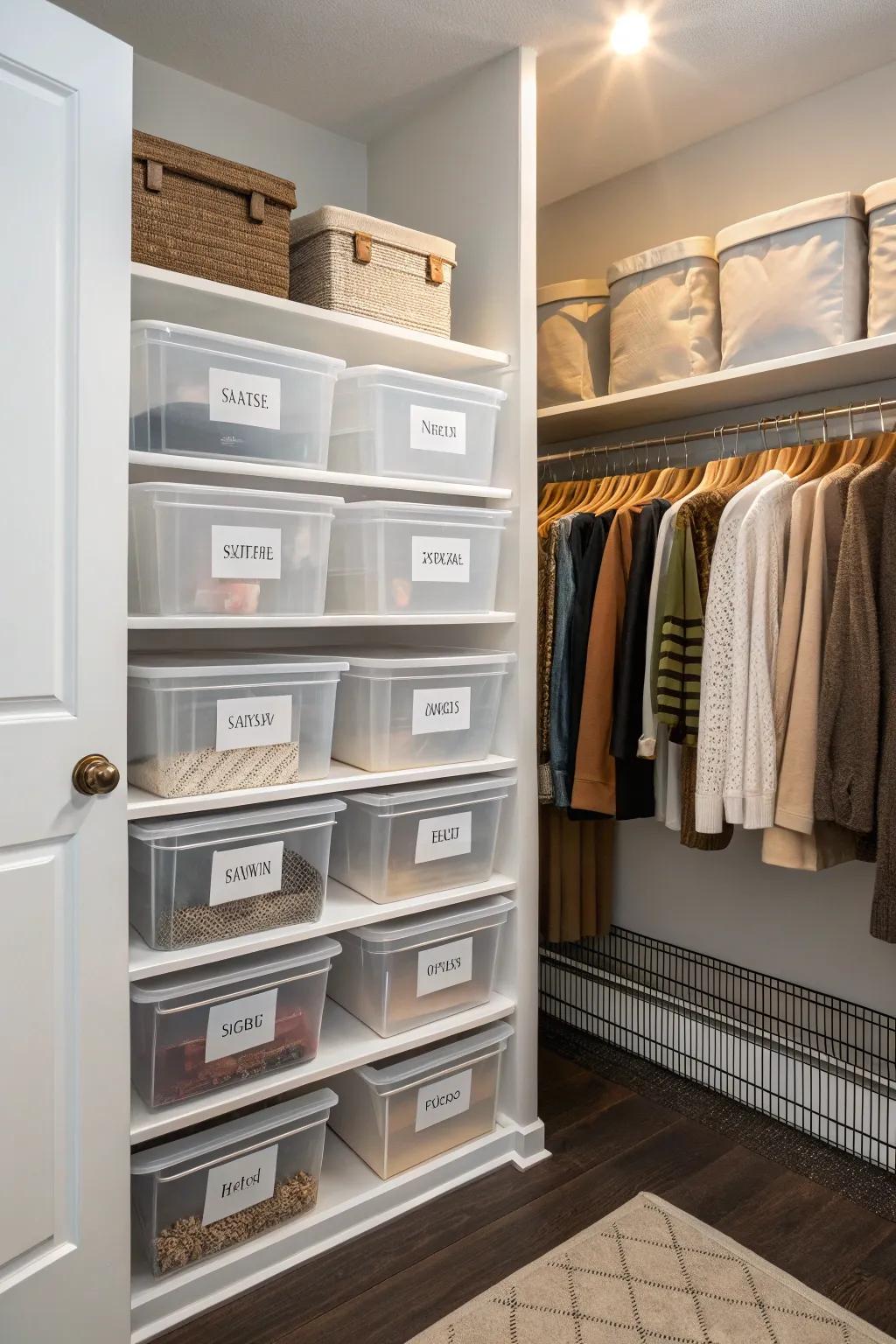 Seasonal storage keeps your closet organized all year round.