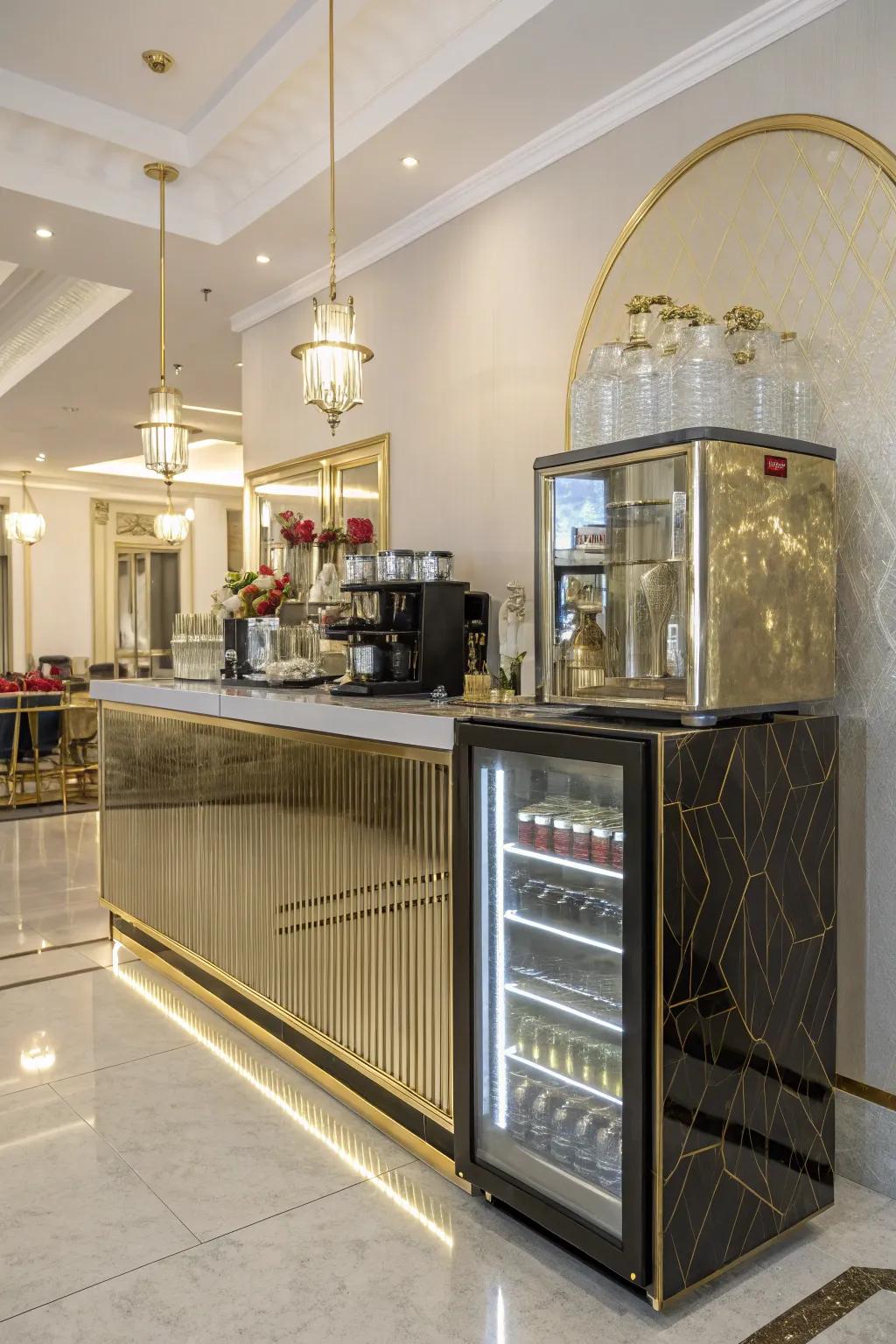 Glamour and elegance define this luxurious coffee bar.