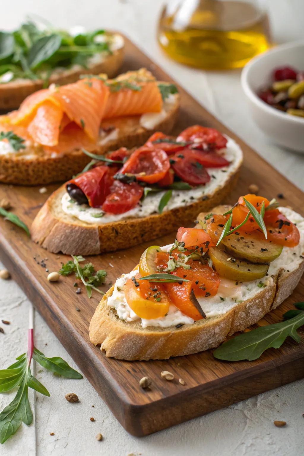 Sophisticated savory tartines for a touch of elegance.