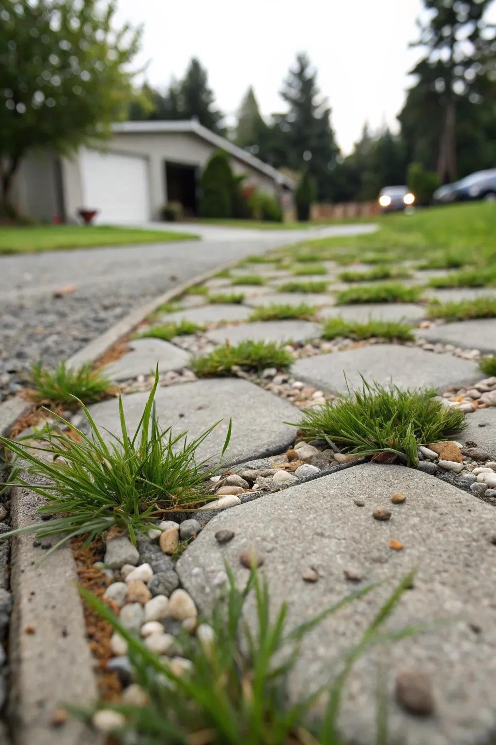 A permeable driveway design that blends sustainability with style.