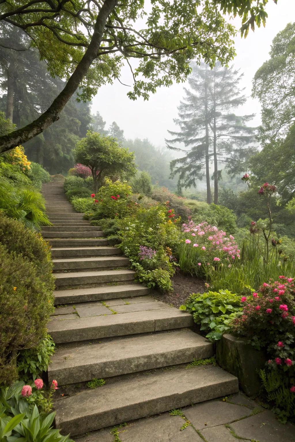 Concrete steps add dimension and function.