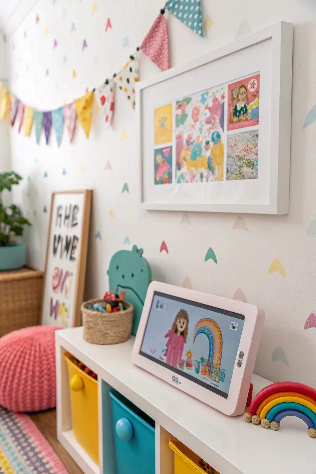 A digital frame adds charm to a kids' room.