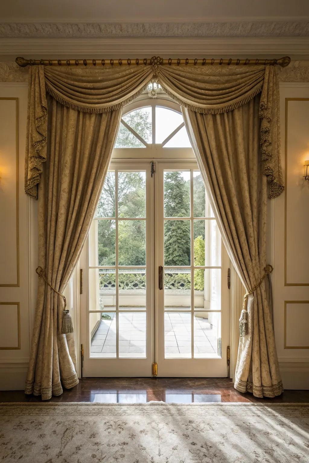 Elevate French doors with elegant curtain solutions.