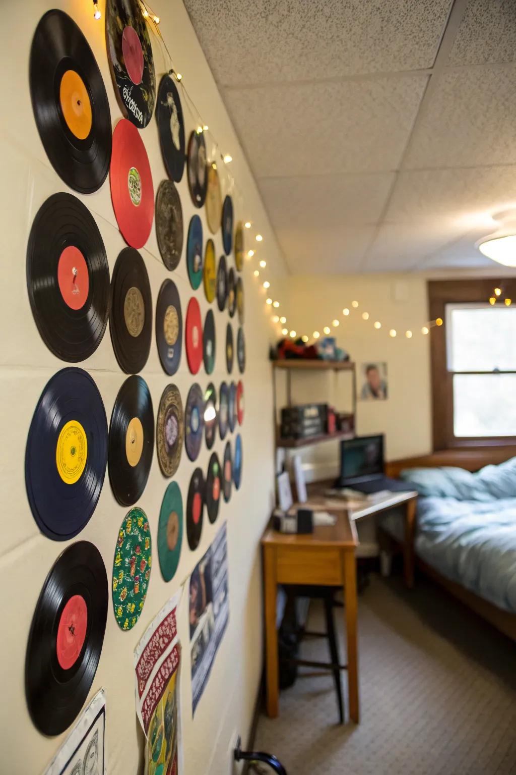 Vinyl records offer a creative and retro art option for your walls.