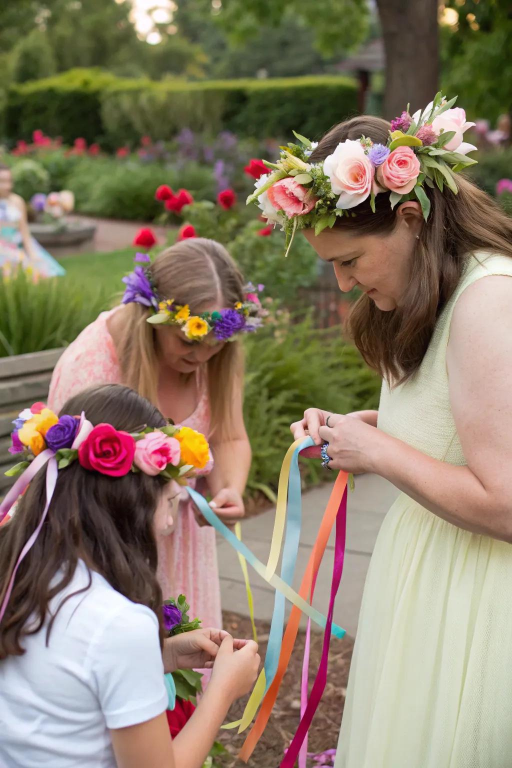 DIY fairy crowns craft offers a delightful activity for guests.