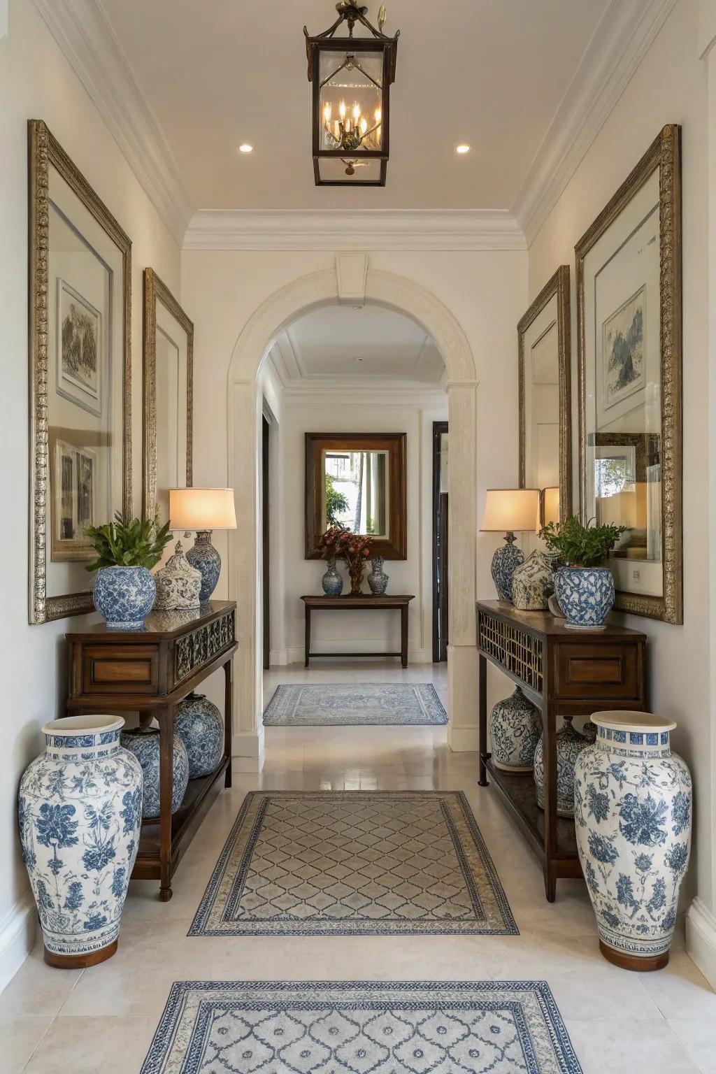 Symmetry provides balance and harmony in your entryway design.