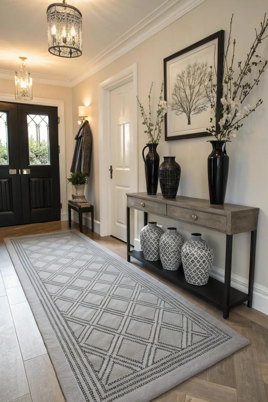 Monochrome rugs offer a sophisticated and cohesive design element.