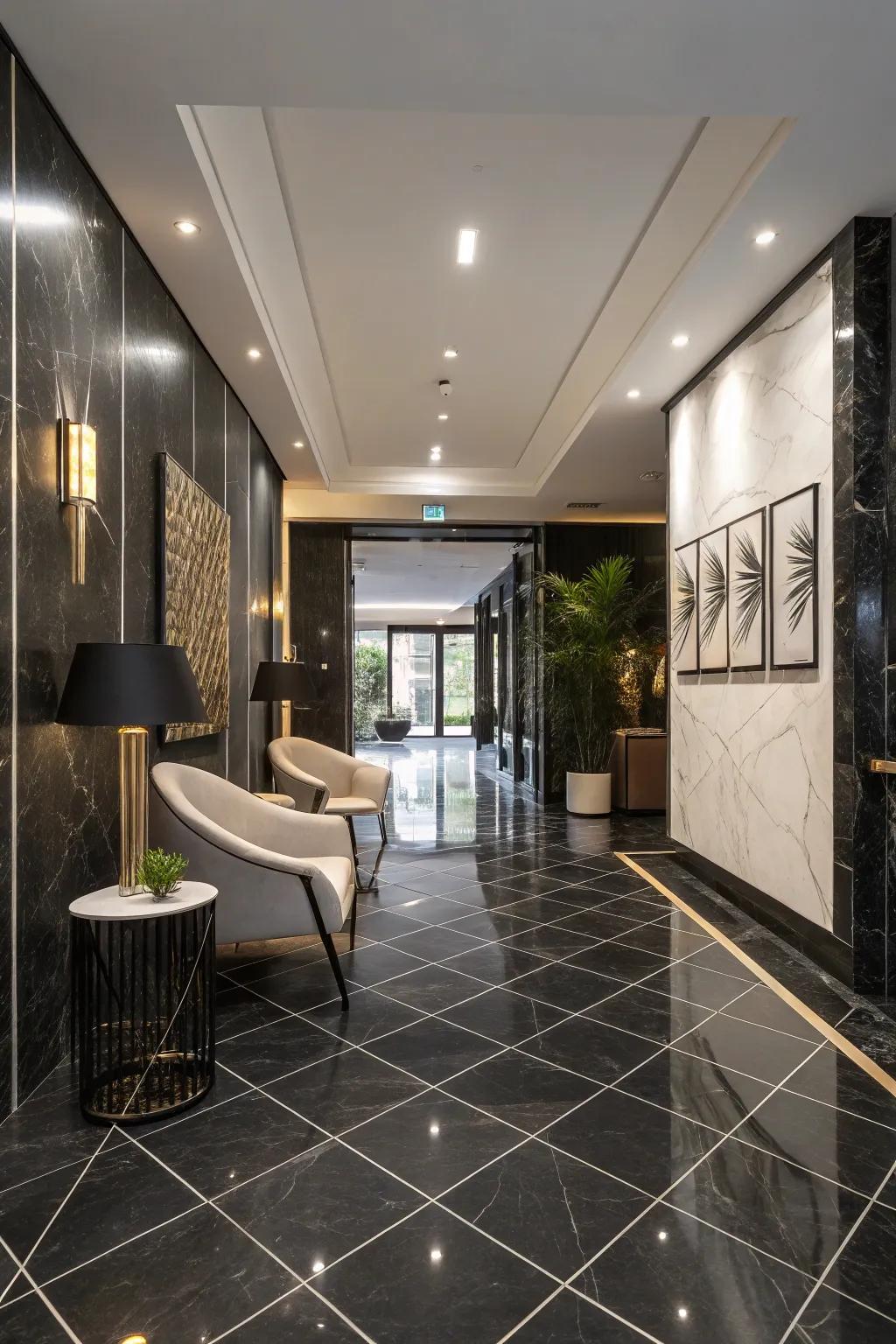 Black tiles make a bold, dramatic statement.