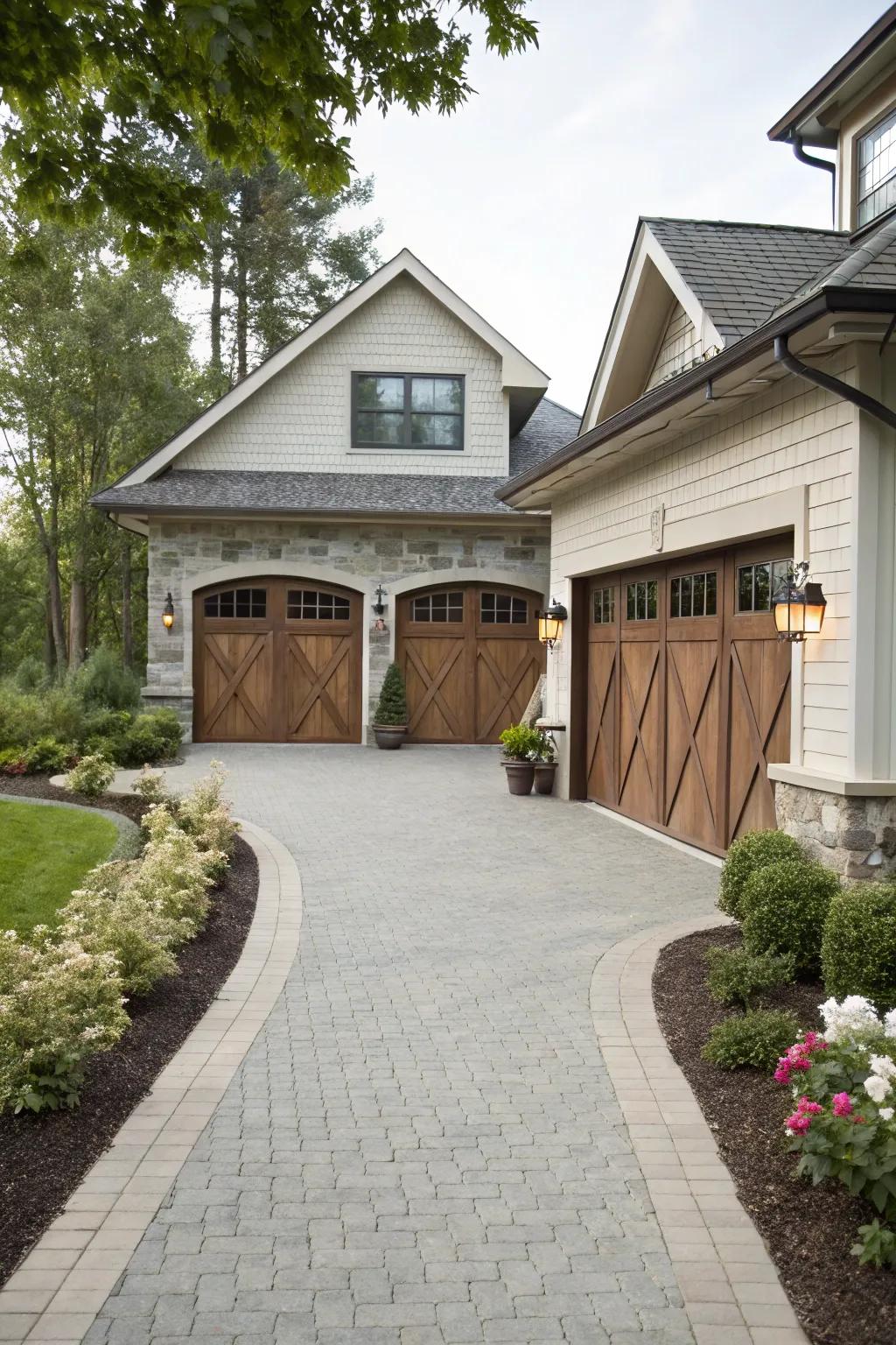 Elegant garage doors that enhance the home's exterior.