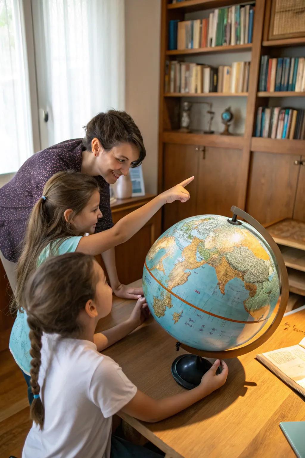 Explore the world together with an interactive family globe.