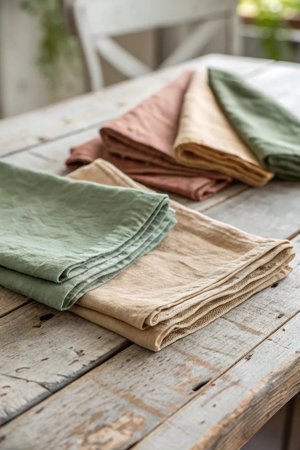 Textured linen napkins add sophistication and tie your centerpiece together.