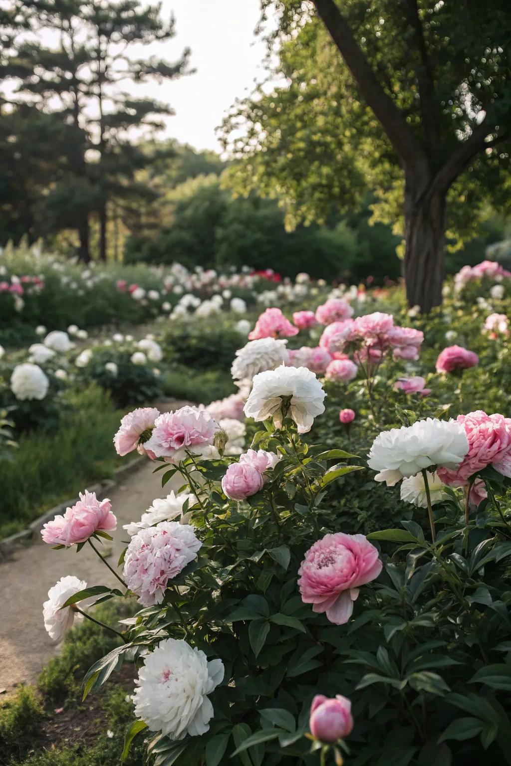 Peonies offering lush, romantic blooms.