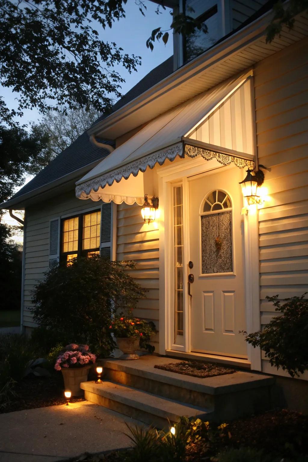 Integrated lighting awnings illuminate beautifully.