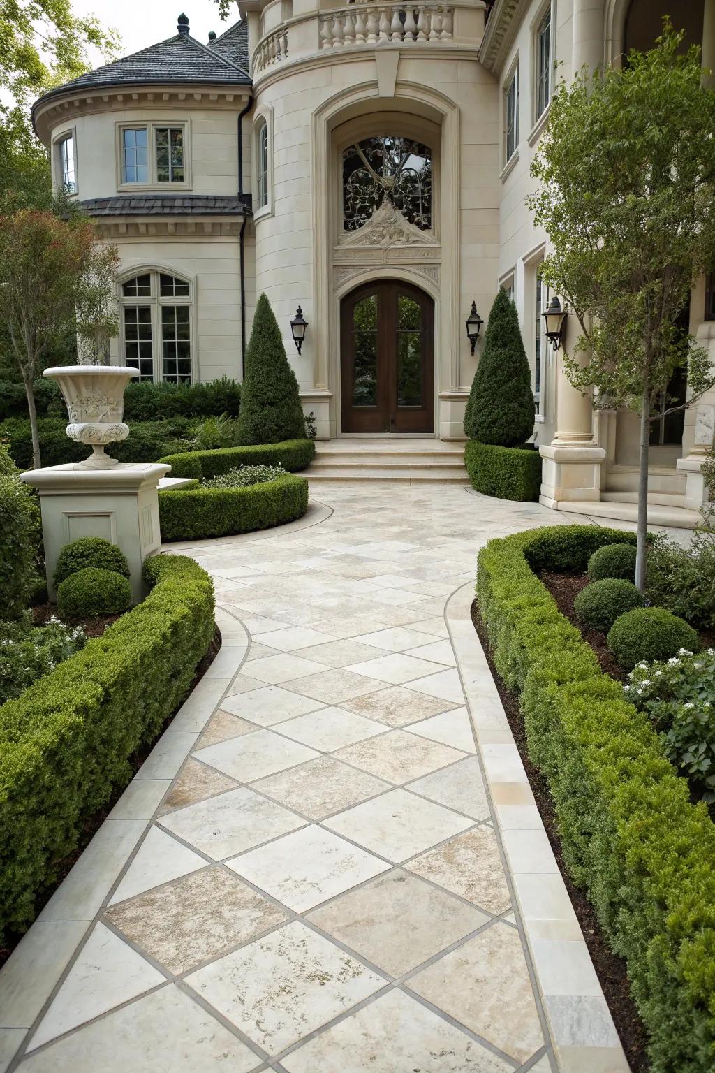 Elegant marble pavers for a luxurious entrance.