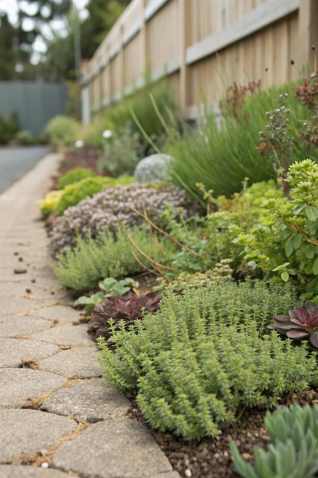 Living edges with low-growing plants enhance garden ecosystems.