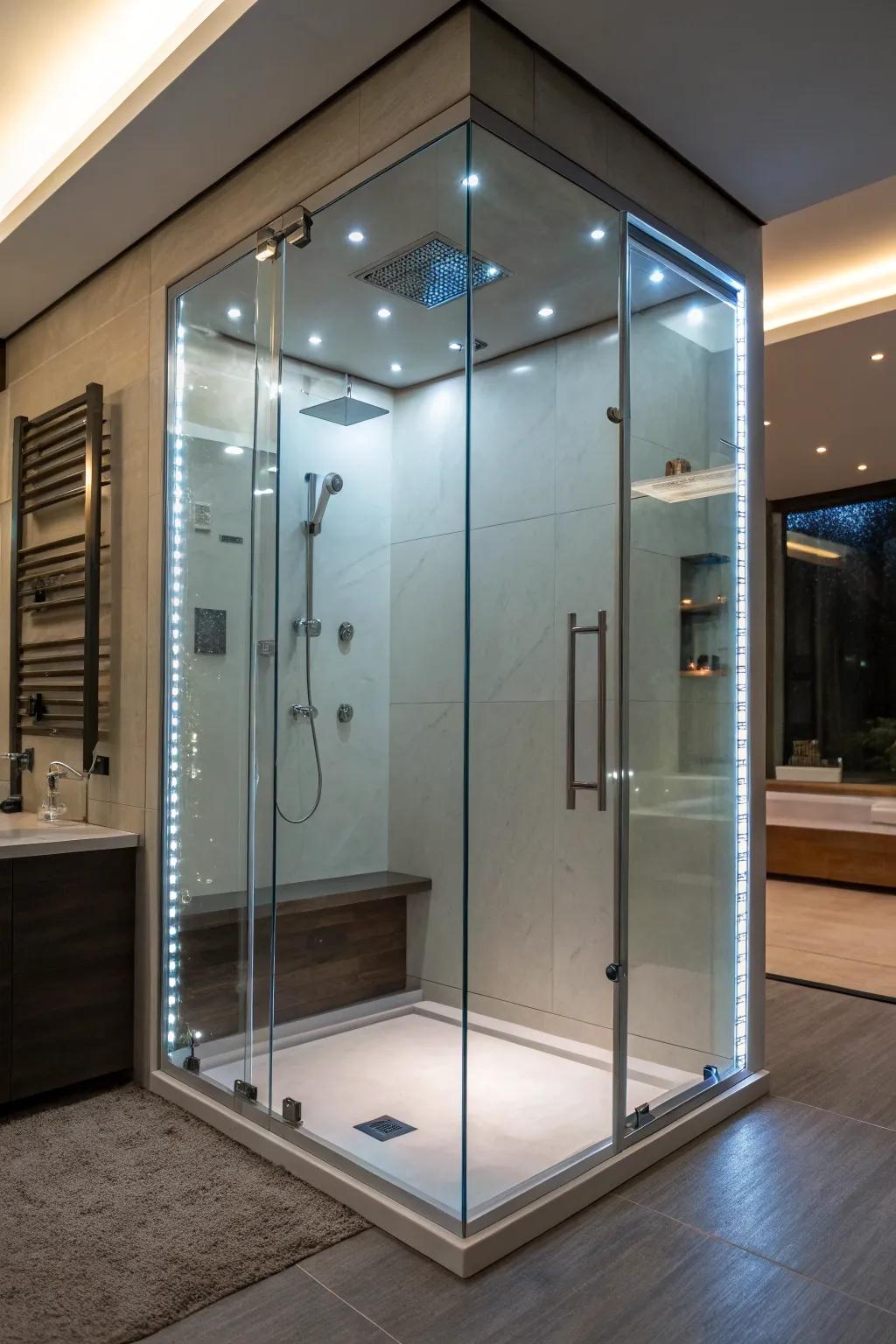 Create ambiance with LED lighting in your shower.