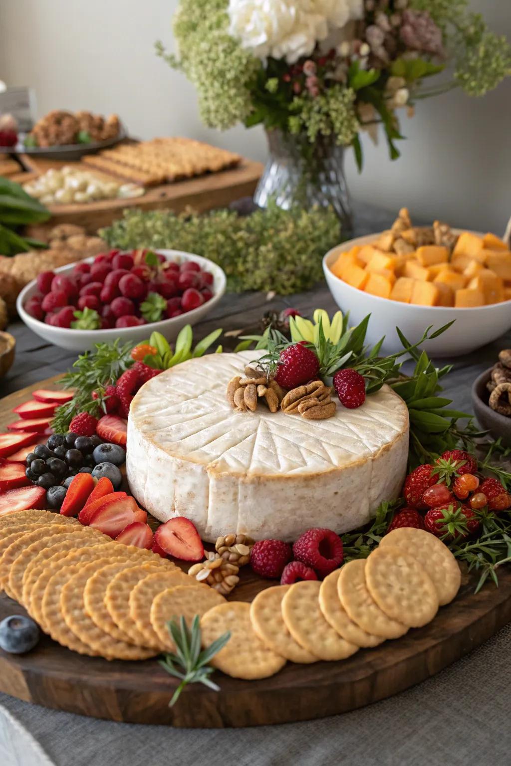 An impressive artisanal cheese wheel that steals the show.