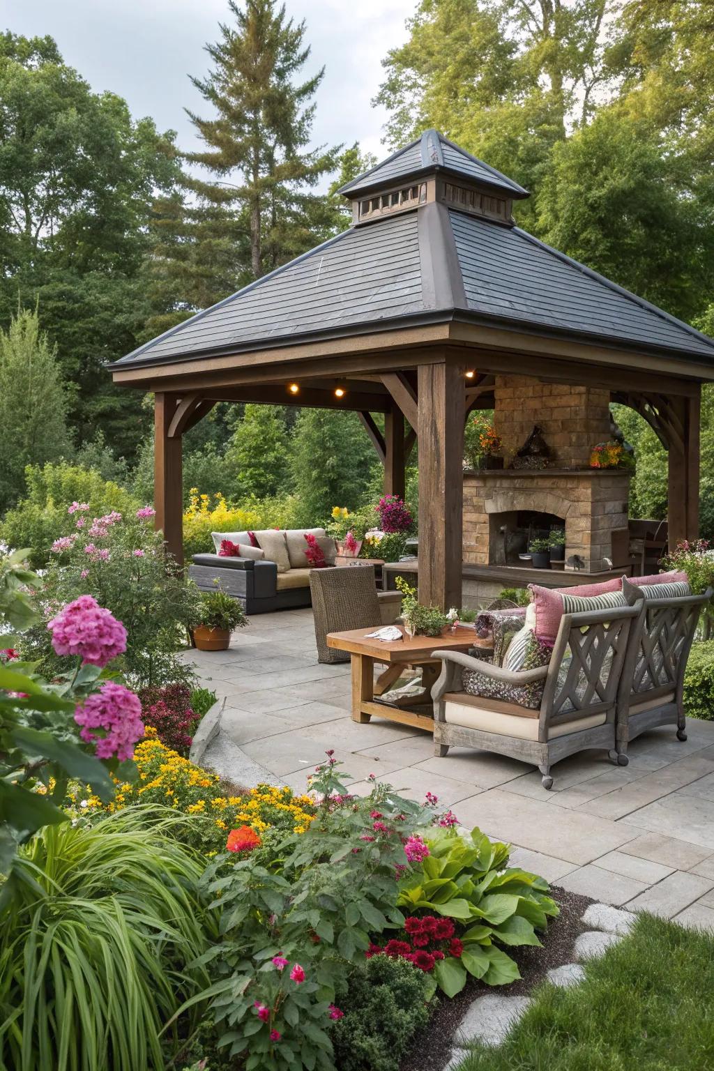 Immerse yourself in nature with a garden getaway pavilion.