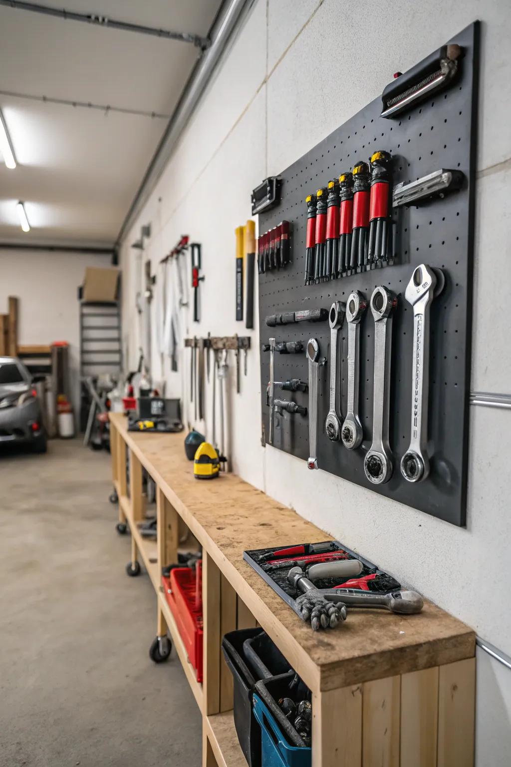 Transform garage chaos into order with tool racks.