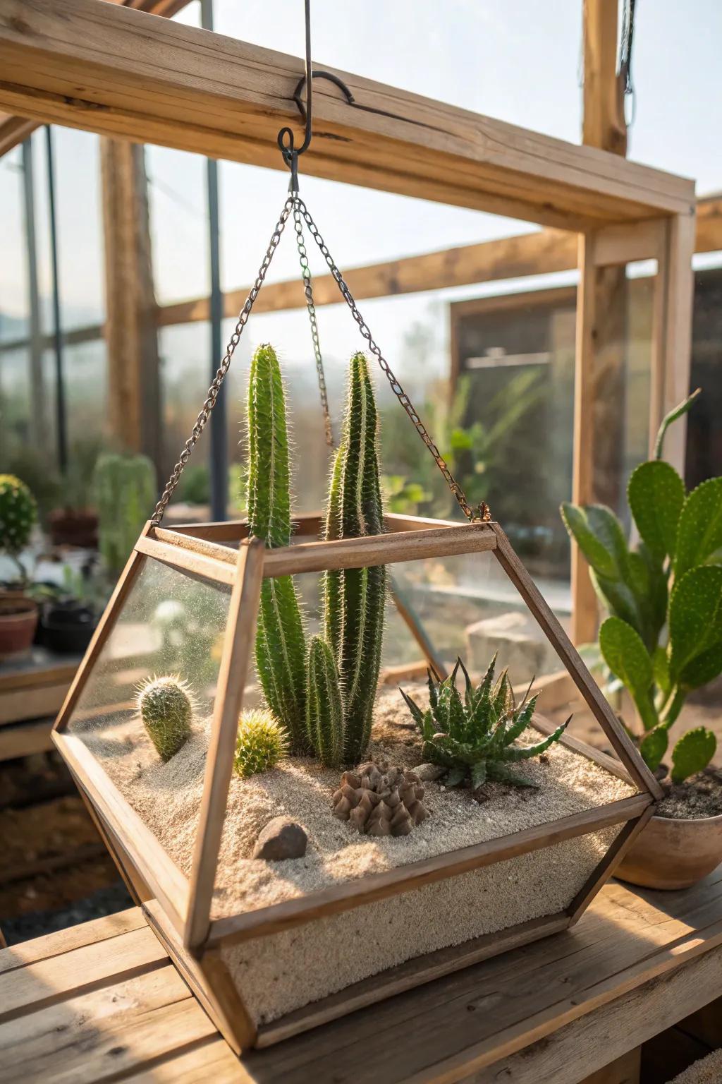 A desert oasis terrarium that captures the essence of arid beauty.