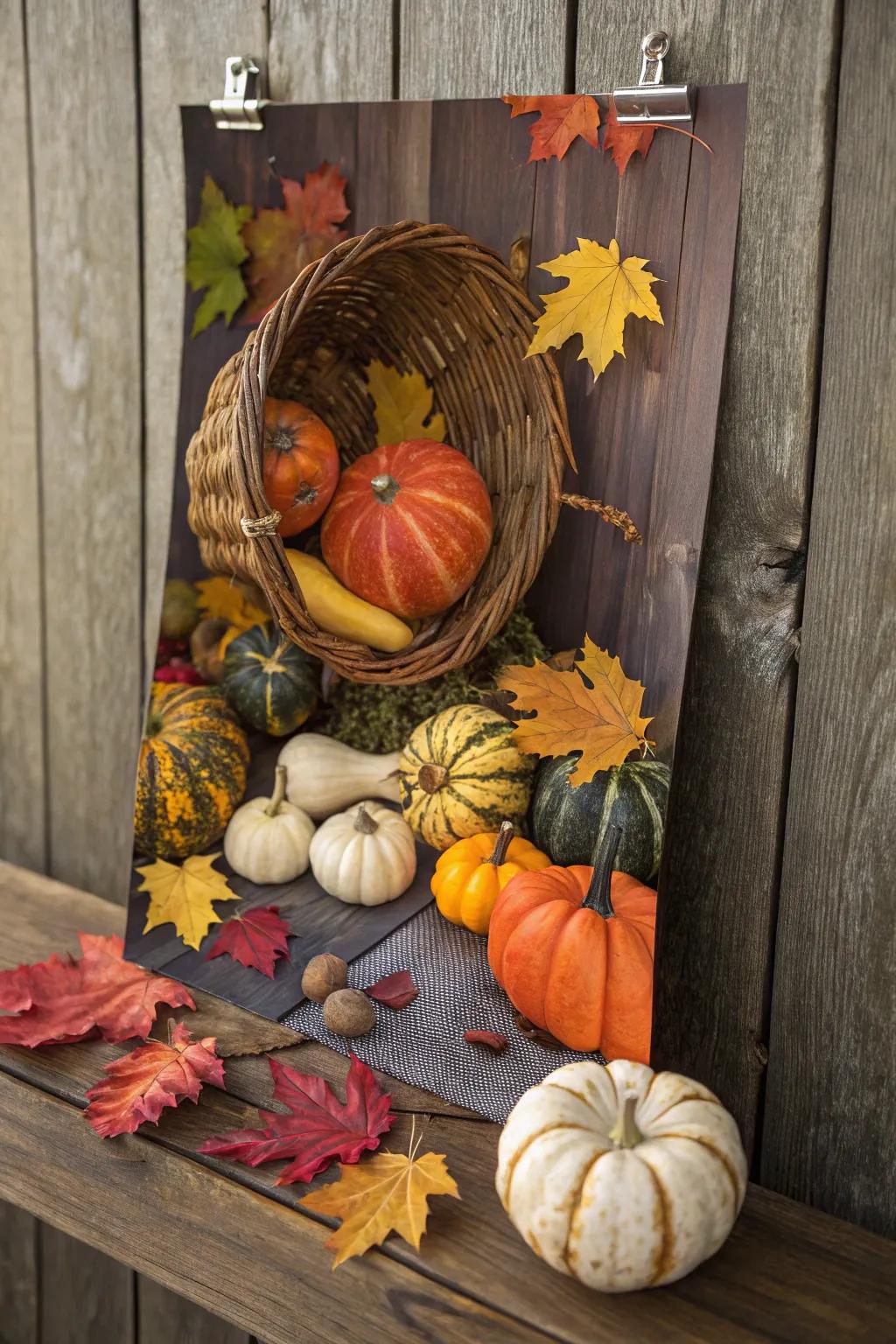 Nature's harvest poster that blends fall beauty with Halloween charm.