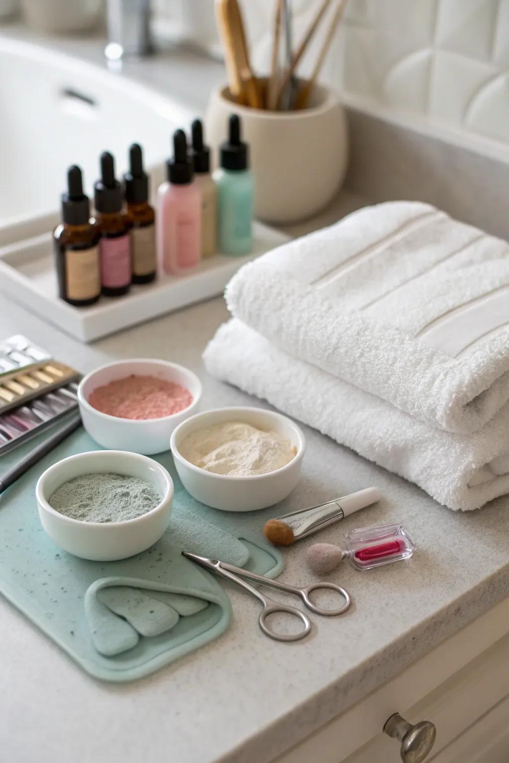 A calming spa day setup for a touch of luxury at home.