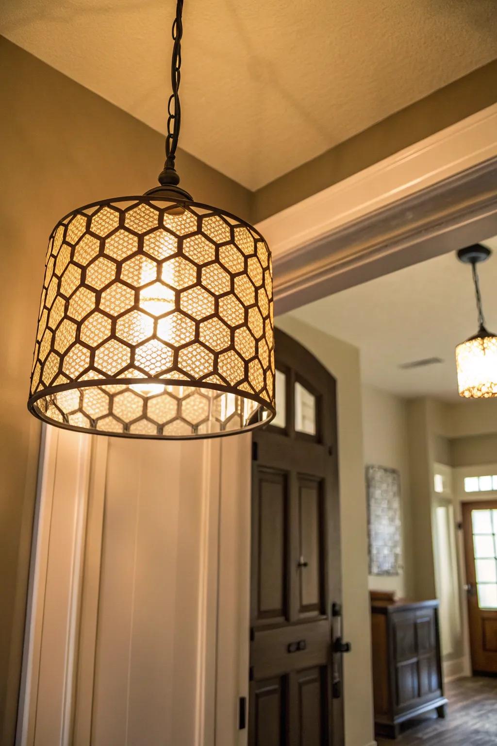 Illuminate with style using honeycomb light fixtures.