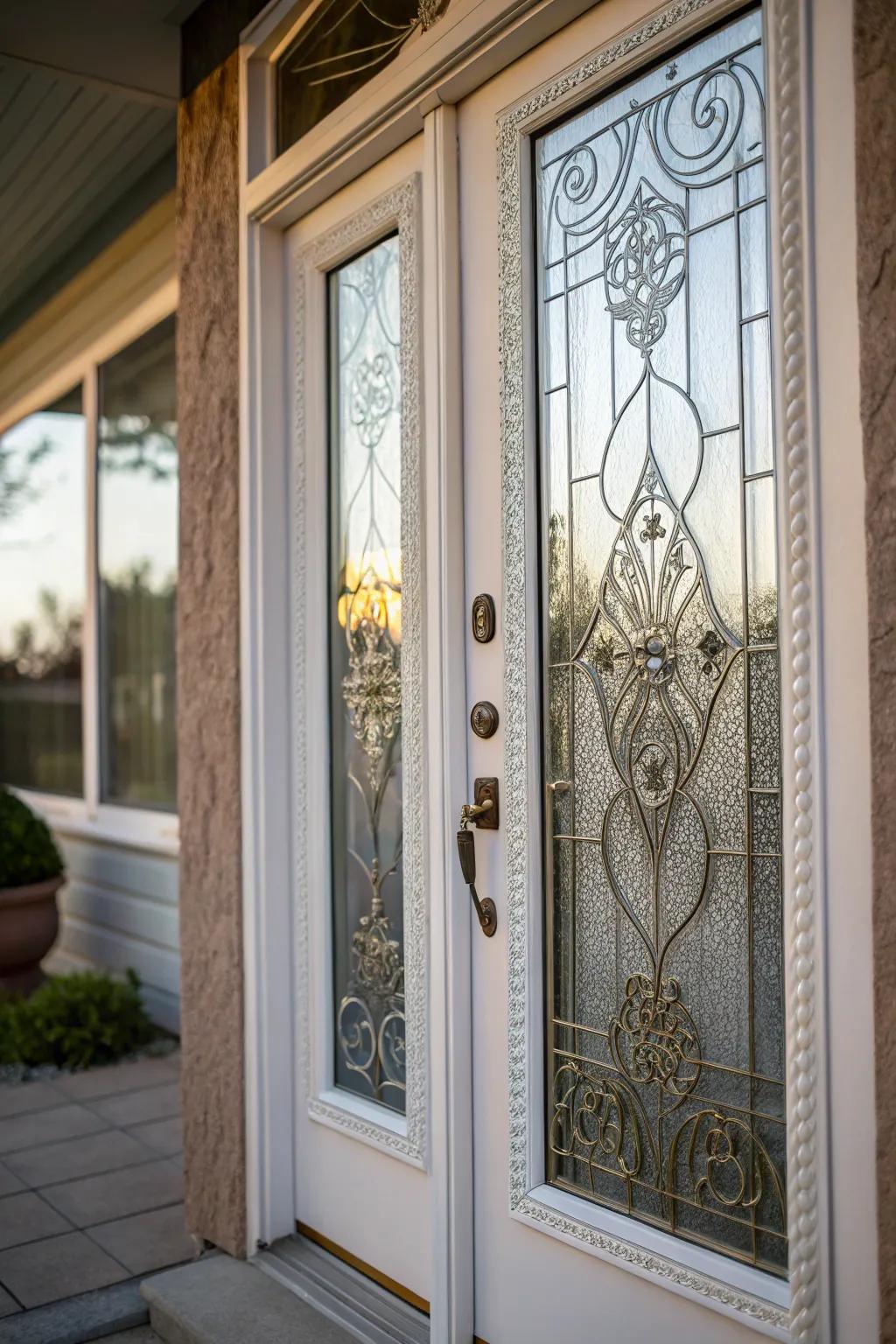 Textured glass adds privacy and elegance to this door.